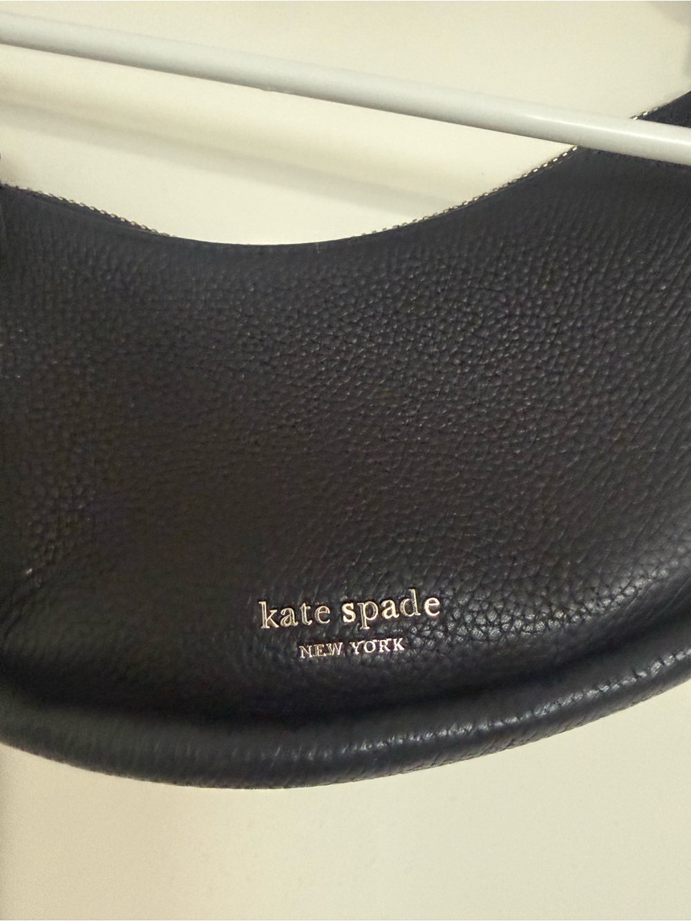 kate spade Black Pebbled Leather Crescent Shoulder Bag with Gold Chain - Picture 2 of 4